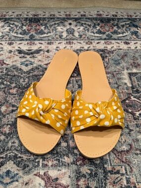 Yellow and white polka dot sandals